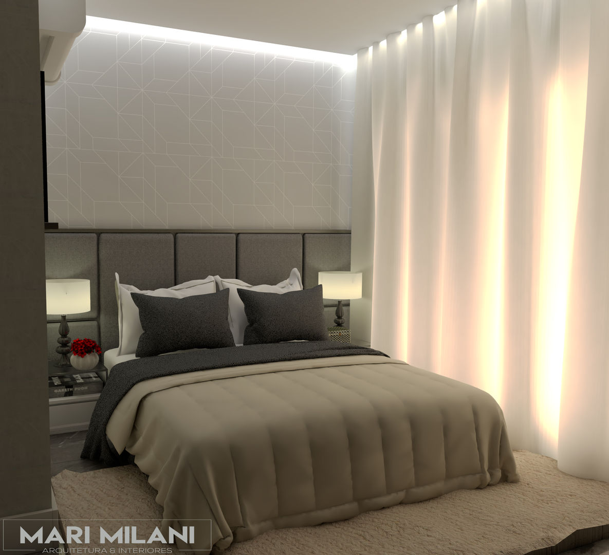 Apartamento Santana, Mari Milani Arquitetura & Interiores Mari Milani Arquitetura & Interiores ห้องนอนขนาดเล็ก