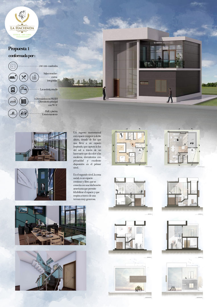 Panel de presentación Arq. Bruno Agüero Jardines de invierno de estilo moderno