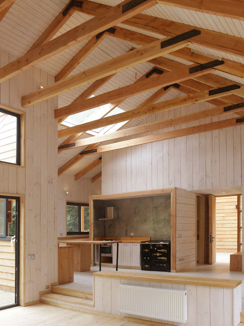 Estar y cocina ESTUDIOFES ARQUITECTOS Casas de campo Madera Acabado en madera