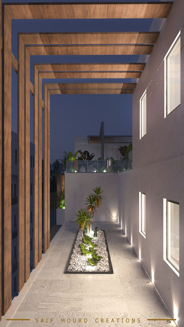 Architecture design | Mecca Residence , Saif Mourad Creations Saif Mourad Creations Modern Houses wooden pergola,roof pergola,roof top