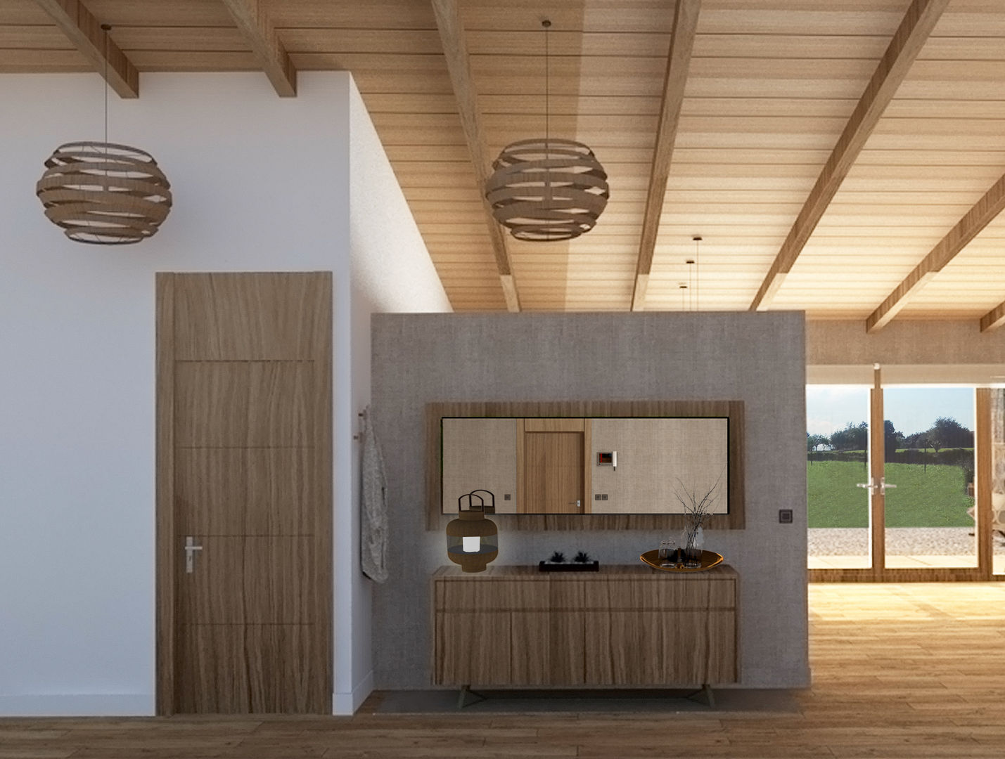 Diseño de una vivienda Unifamiliar de nueva construcción en Cabueñes, Gijón (Proyecto en construcción), arQmonia estudio, Arquitectos de interior, Asturias arQmonia estudio, Arquitectos de interior, Asturias Akdeniz Koridor, Hol & Merdivenler