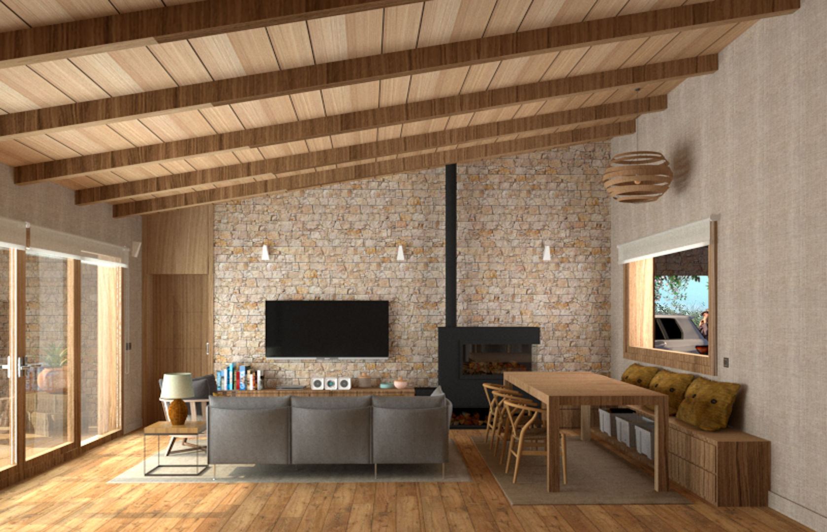 Diseño de una vivienda Unifamiliar de nueva construcción en Cabueñes, Gijón (Proyecto en construcción), arQmonia estudio, Arquitectos de interior, Asturias arQmonia estudio, Arquitectos de interior, Asturias Living room