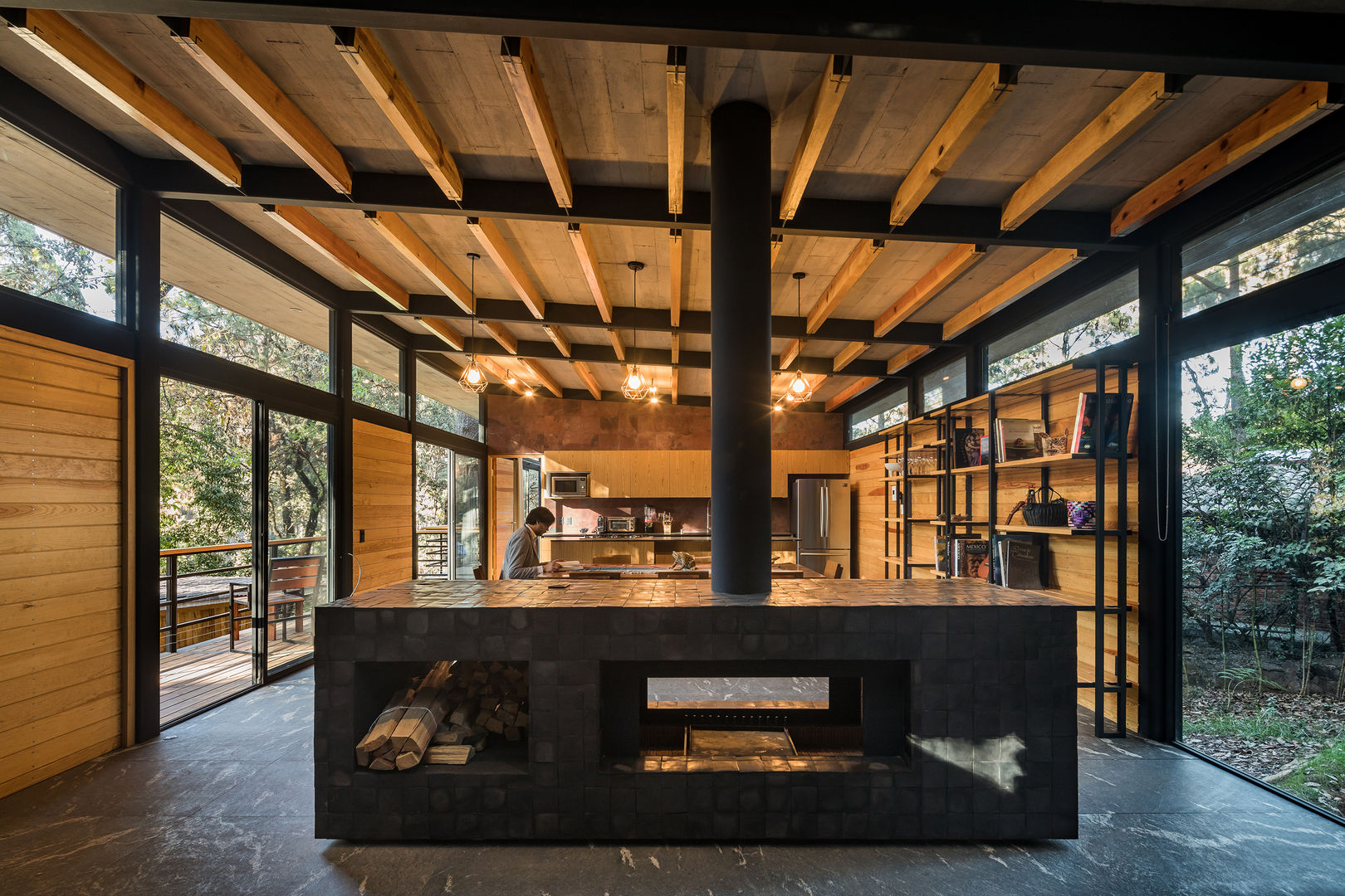 Casa Luzia, Saavedra Arquitectos Saavedra Arquitectos モダンデザインの リビング 無垢材 多色