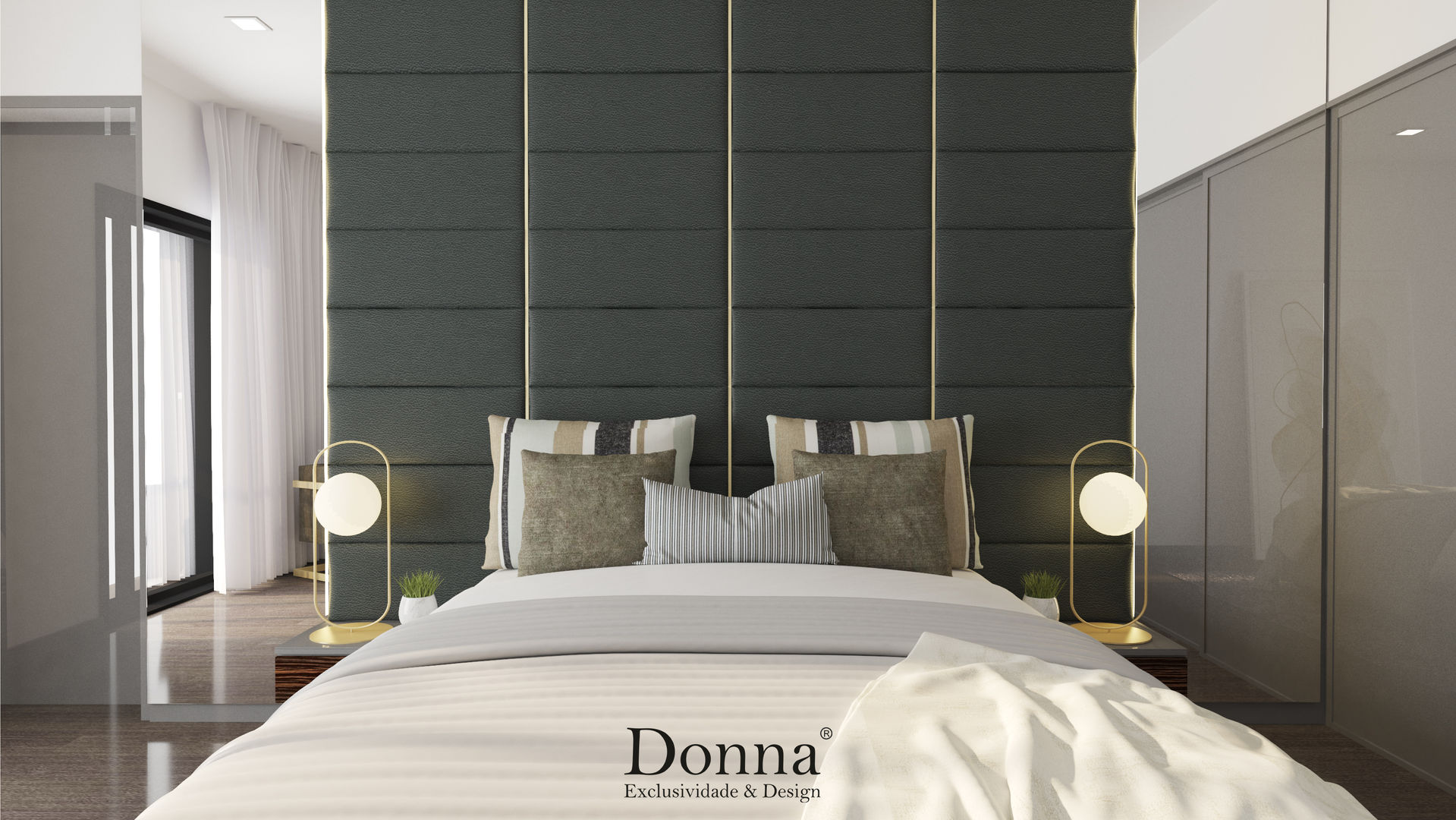 Projeto de Interiores 3D em Apartamento no Montijo , Donna - Exclusividade e Design Donna - Exclusividade e Design Moderne slaapkamers