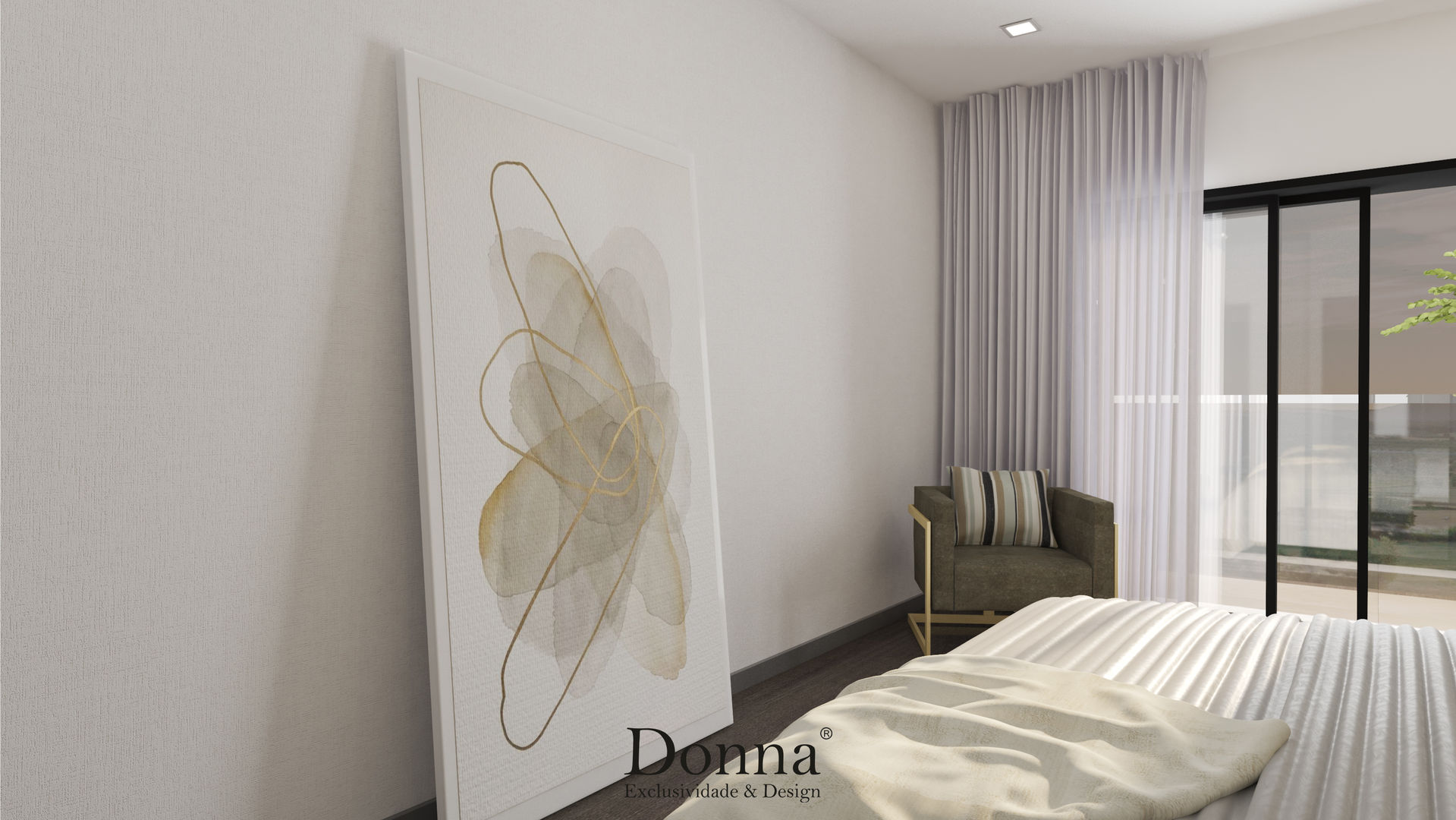 Projeto de Interiores 3D em Apartamento no Montijo , Donna - Exclusividade e Design Donna - Exclusividade e Design غرفة نوم