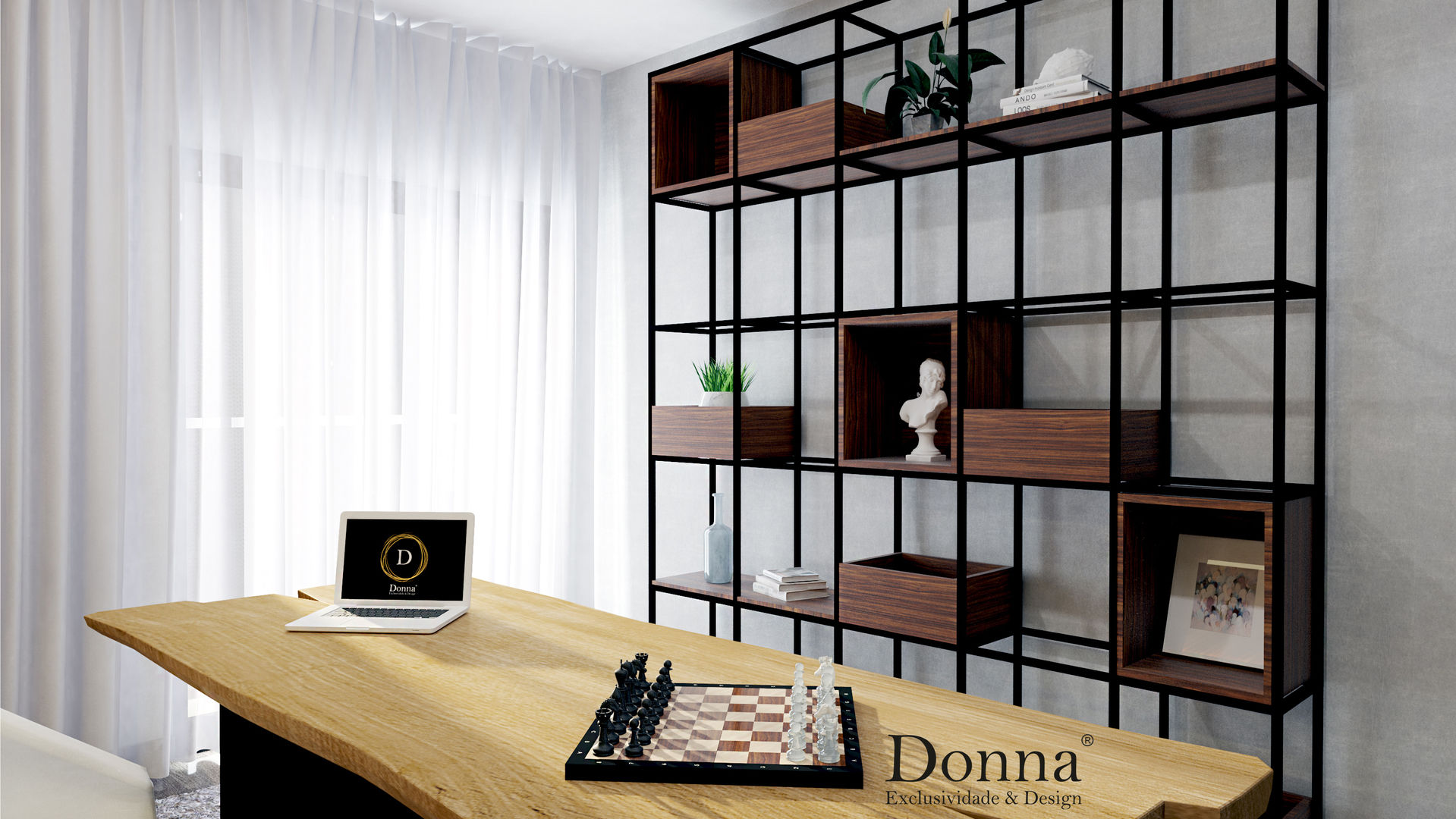 Projeto de Interiores 3D em Apartamento no Montijo , Donna - Exclusividade e Design Donna - Exclusividade e Design مكتب عمل أو دراسة