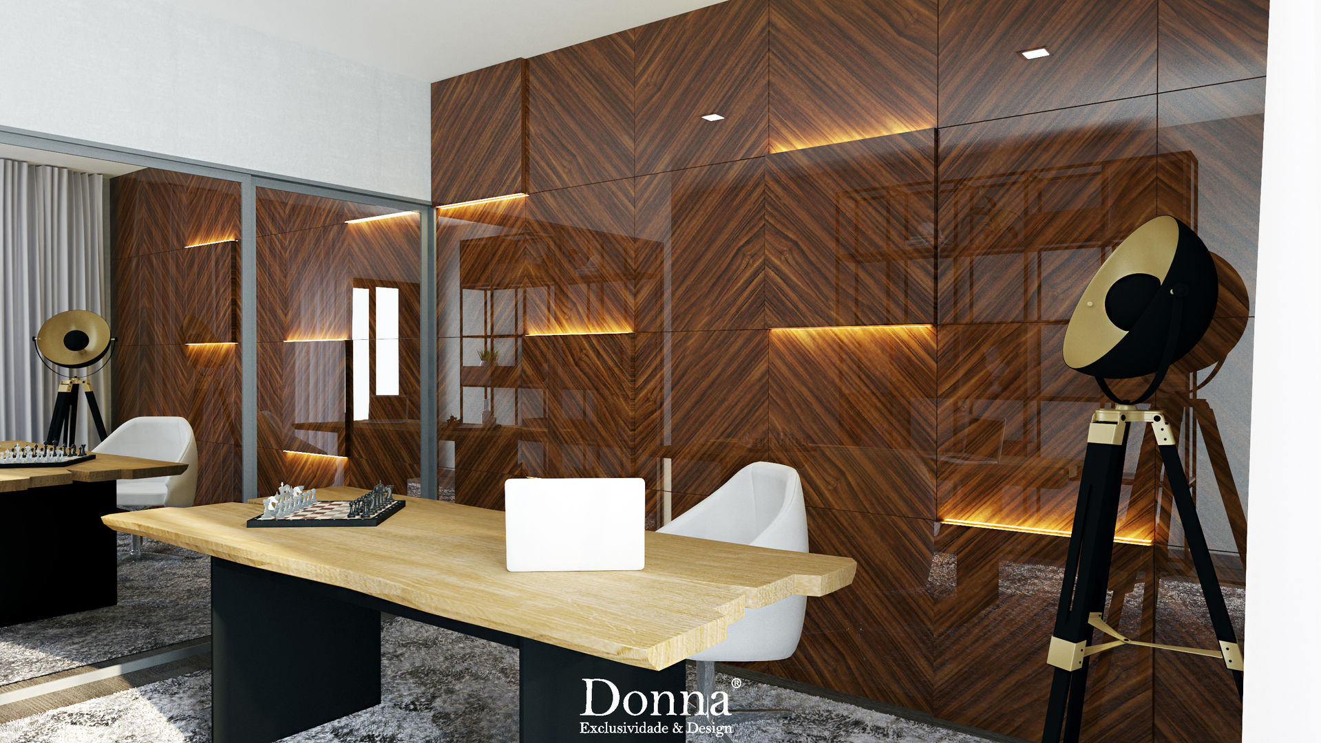 Projeto de Interiores 3D em Apartamento no Montijo , Donna - Exclusividade e Design Donna - Exclusividade e Design Estudios y despachos modernos