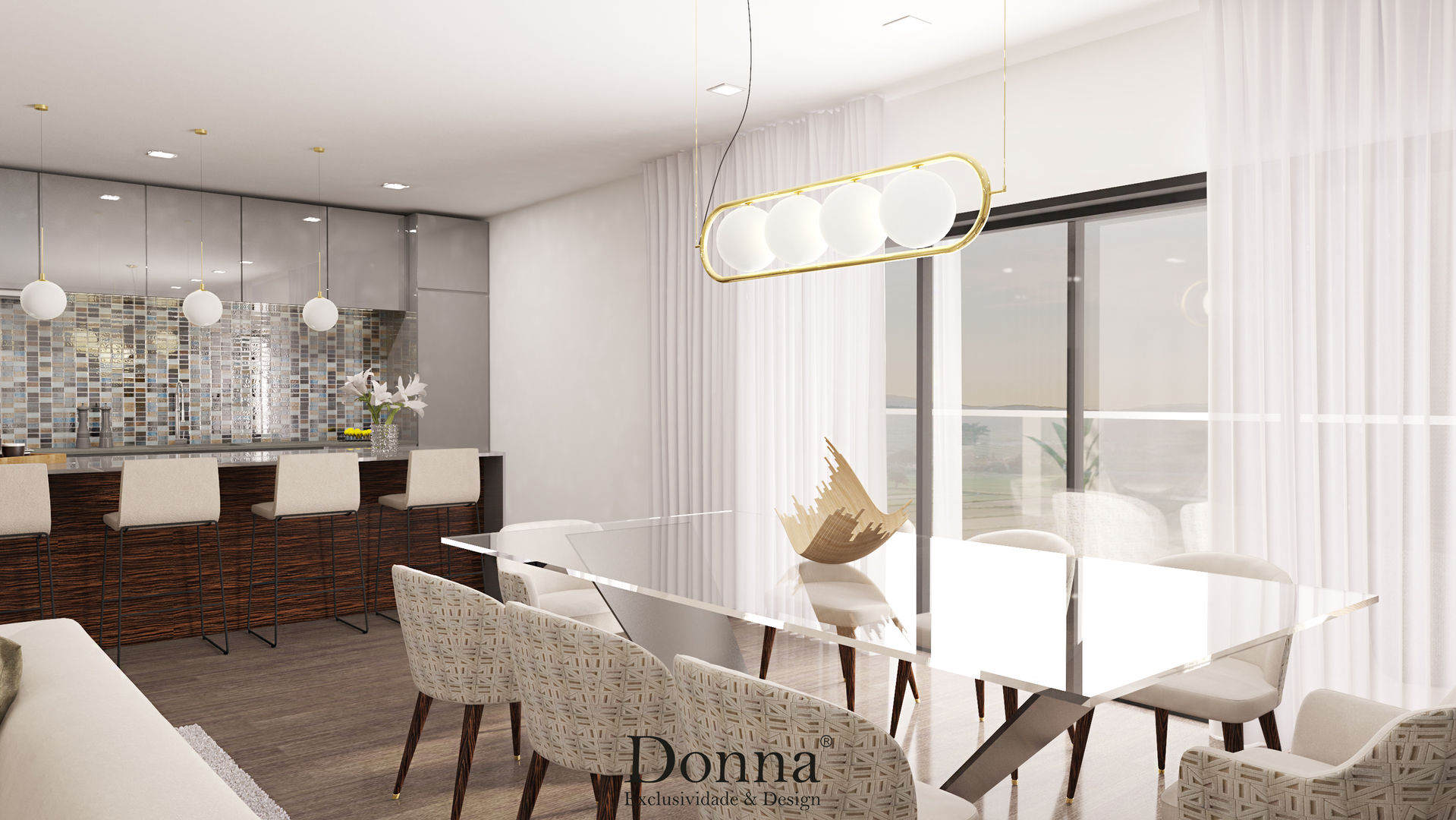 Projeto de Interiores 3D em Apartamento no Montijo , Donna - Exclusividade e Design Donna - Exclusividade e Design Comedores de estilo moderno