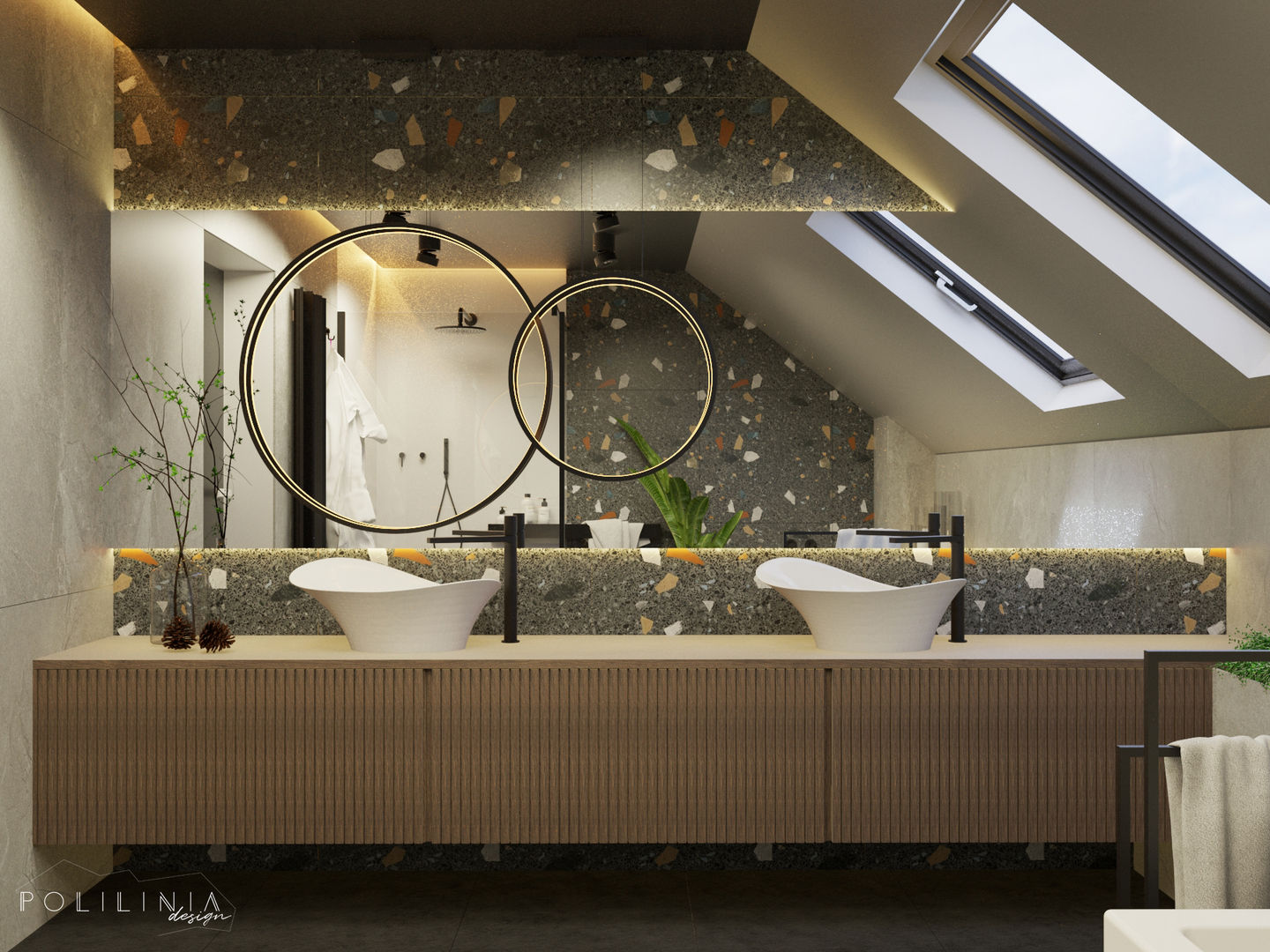 Łazienka w naturze, Polilinia Design Polilinia Design 모던스타일 욕실