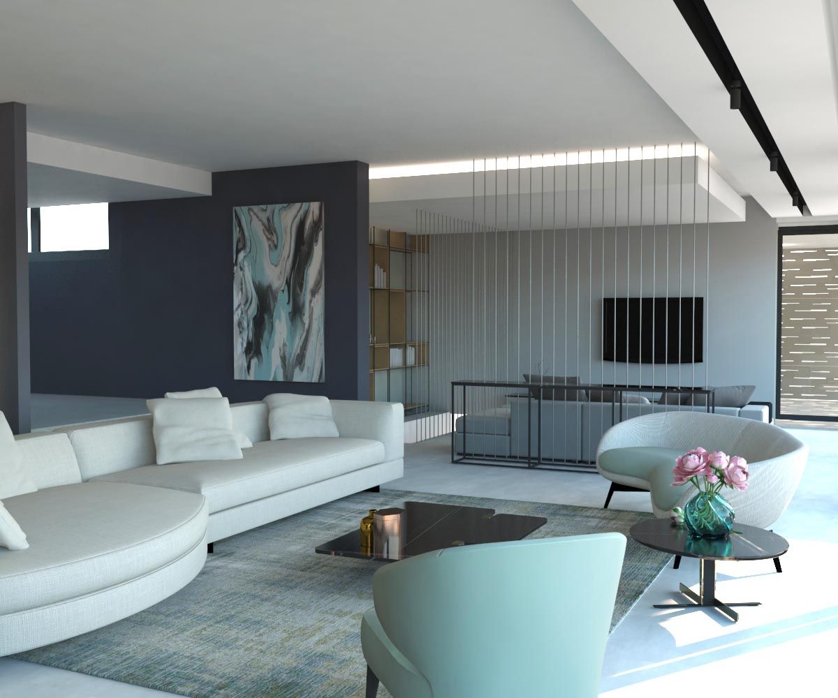 Oturma Bölümü Kalya İç Mimarlık \ Kalya Interıor Desıgn Modern Oturma Odası Seramik oturma odası,oval köşe koltuk,antrasit rengi