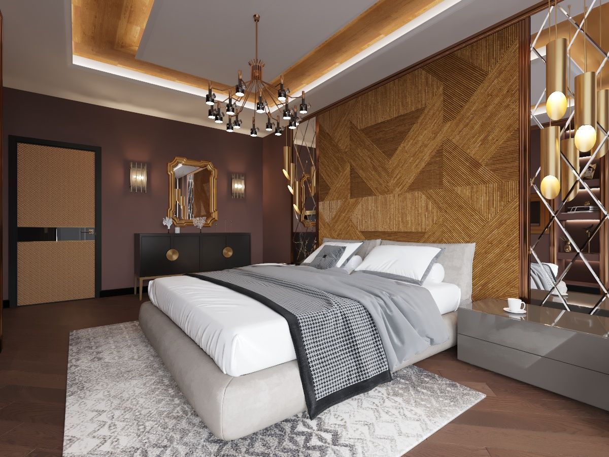 Современный ар деко, Дизайн студия "Чехова и Компания" Дизайн студия 'Чехова и Компания' Eclectic style bedroom Wood Wood effect