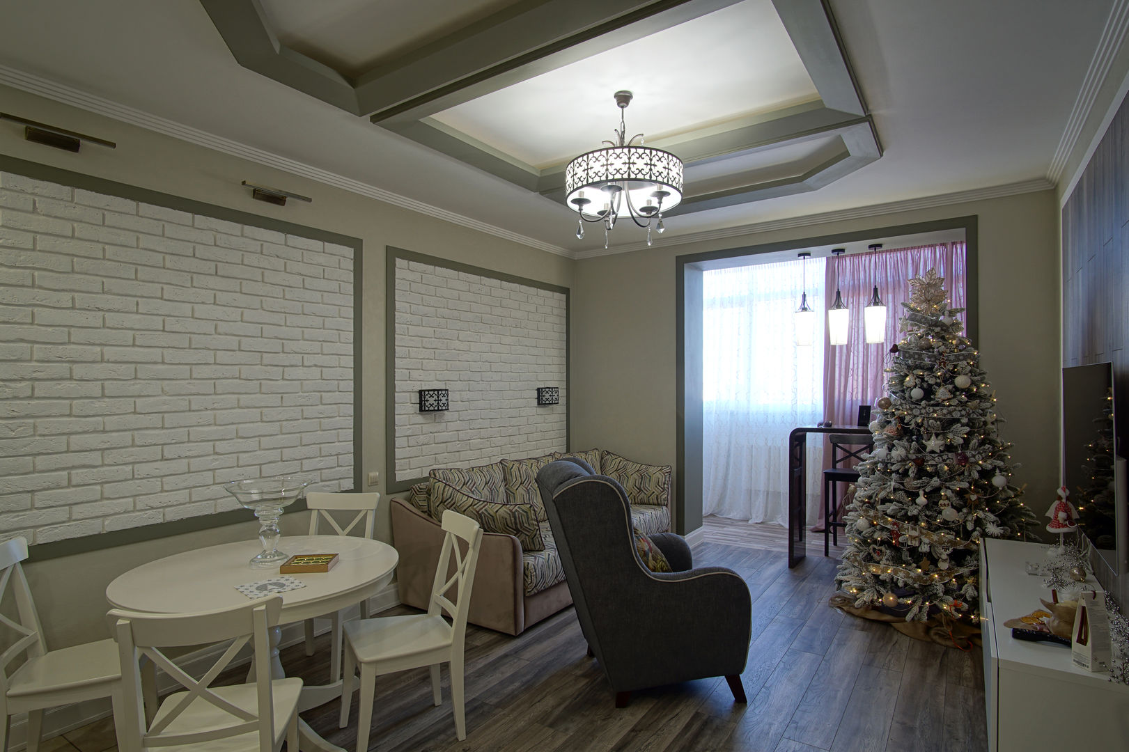 3-комнатная квартира в г.Краснодаре Студия интерьерного дизайна happy.design Гостиная в стиле модерн