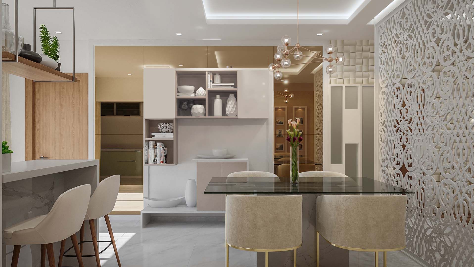 Sobha Indraparastha, De Panache - Interior Architects De Panache - Interior Architects Ruang Makan Modern