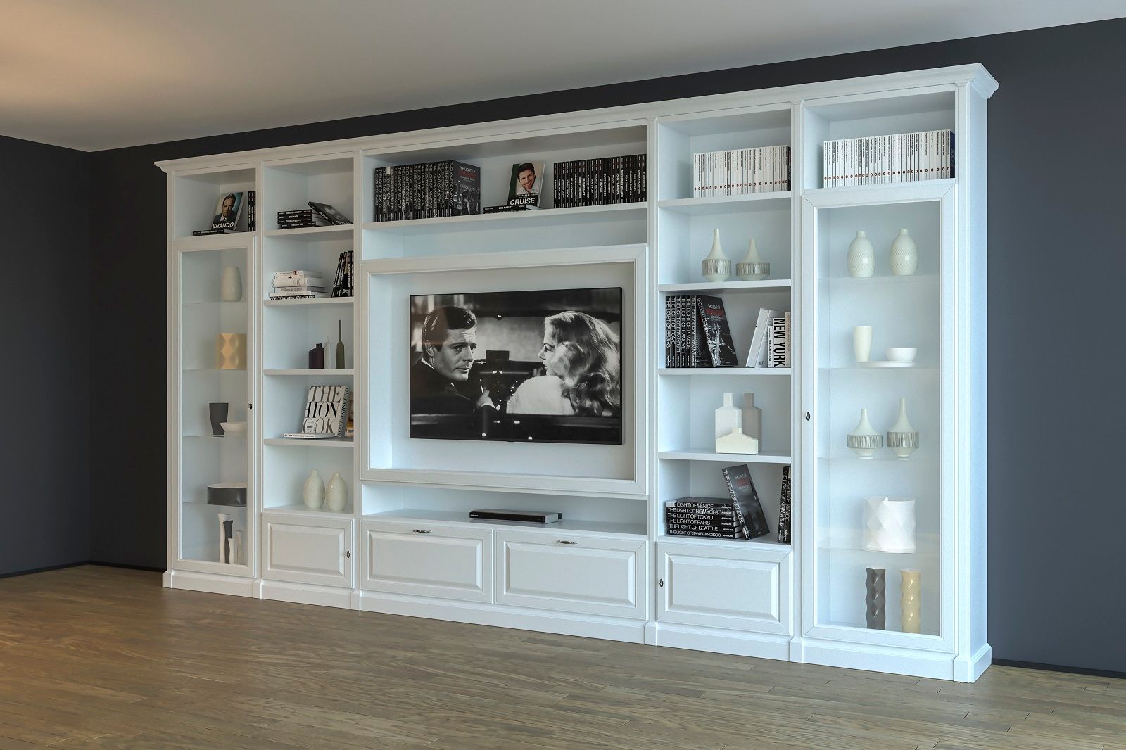 Parete attrezzata classica su progetto, Idea Stile Idea Stile Living room Solid Wood Multicolored TV stands & cabinets