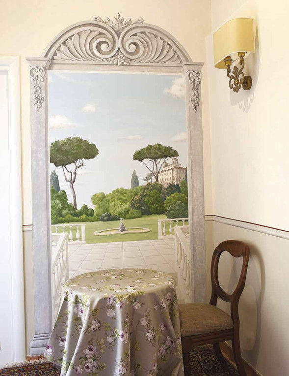 Trompe l'oeil su parete - B&B Trevispagna di Roma, Samantha Ceccobelli Samantha Ceccobelli Espacios comerciales Hoteles