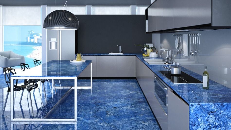 Granito Angra Blue, ANGRAMAR GRANITOS E MARMORES LTDA ANGRAMAR GRANITOS E MARMORES LTDA Modern kitchen