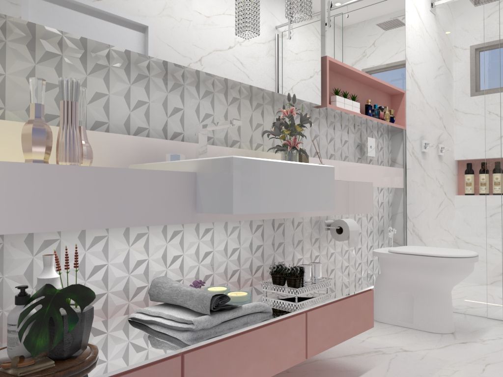 Banheiro Feminino - filha mais velha Laene Carvalho Arquitetura e Interiores Baños de estilo clásico Azulejos