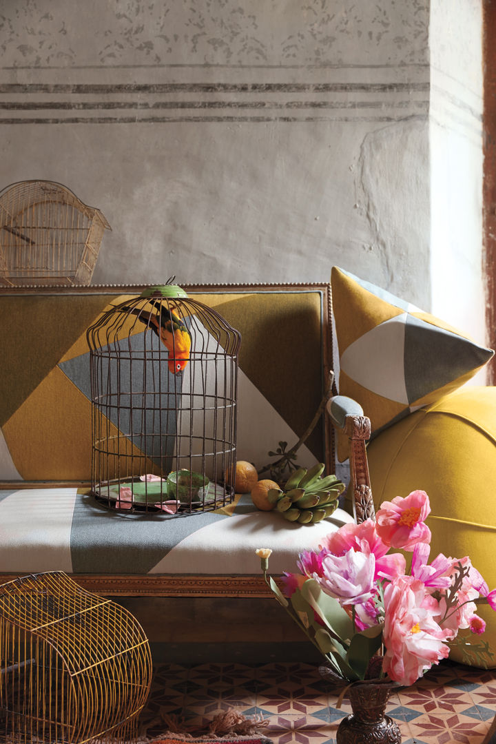 Global Vibrance, Sunbrella Sunbrella غرفة المعيشة قماش Amber/Gold أريكة ومقاعد إسترخاء