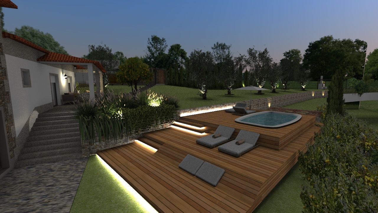 Design de interiores, projeto da área da piscina, garagem e churrasqueira em Casa de Campo, Form Arquitetura e Design Form Arquitetura e Design Pool