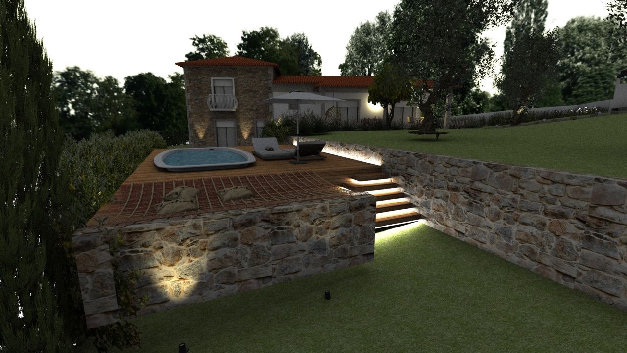 Vista da piscina Form Arquitetura e Design Piscinas campestres