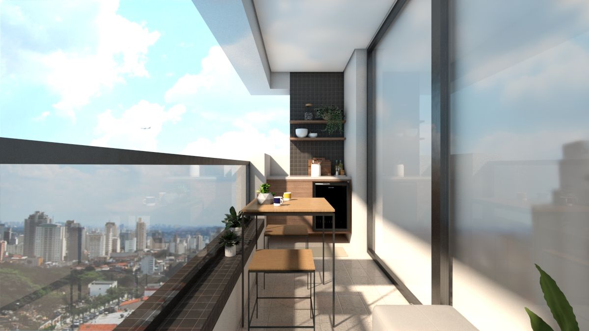 Varanda Bela Cintra, Mariana Geroldo Arquitetura Mariana Geroldo Arquitetura Balcony ٹائلیں