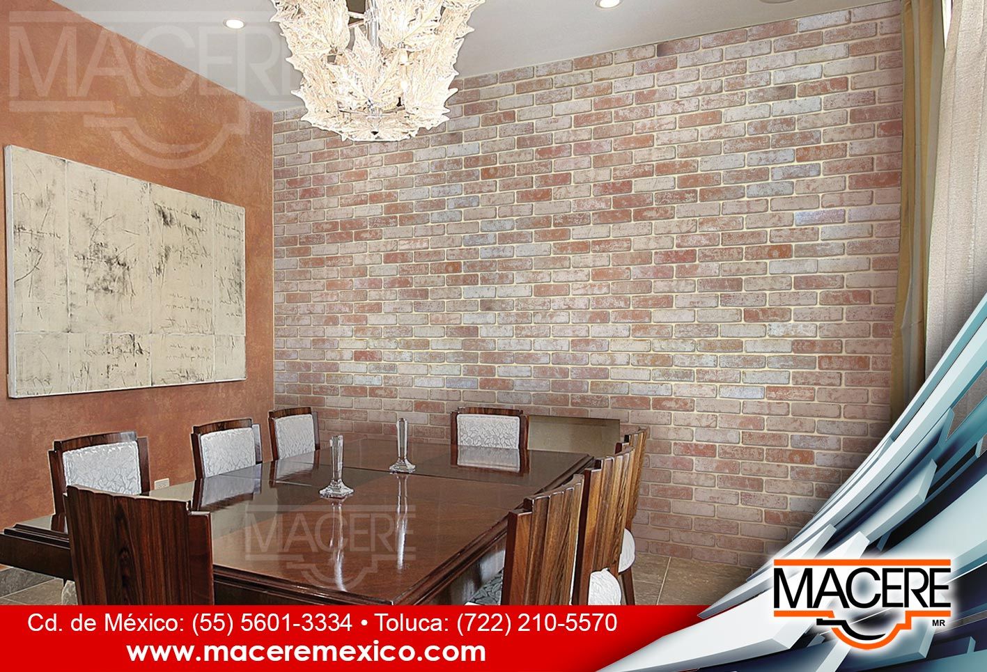 Fachaletas • Aparente de Barro tipo Ladrillo, MACERE México MACERE México Classic style dining room Bricks Accessories & decoration