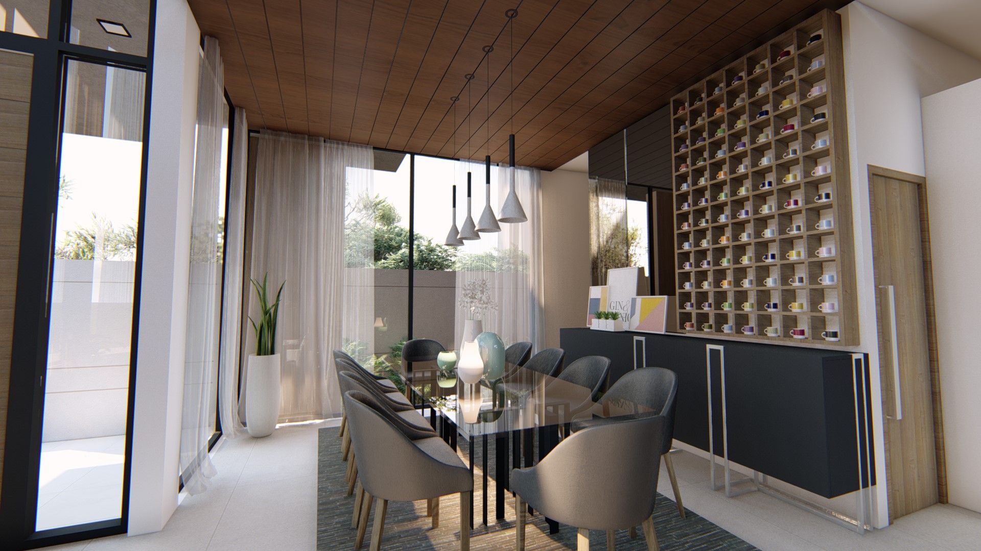 View of Dining Area Structura Architects Modern Dining Room Wood Wood effect