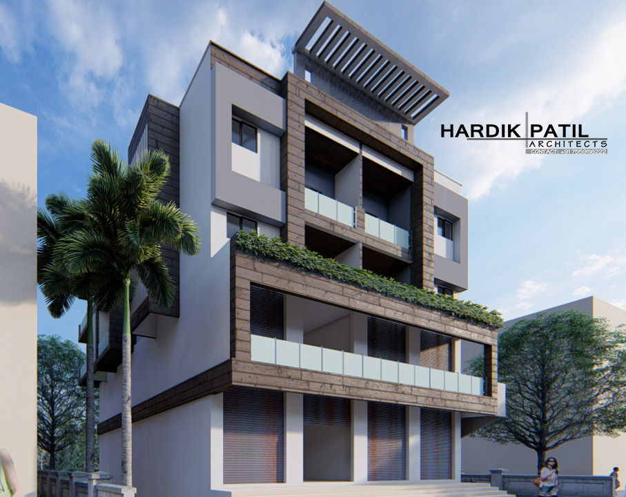 COMMERCIAL+RESIDENTIAL APARTMENT, HARDIK PATIL ARCHITECTS HARDIK PATIL ARCHITECTS Multi-Family house