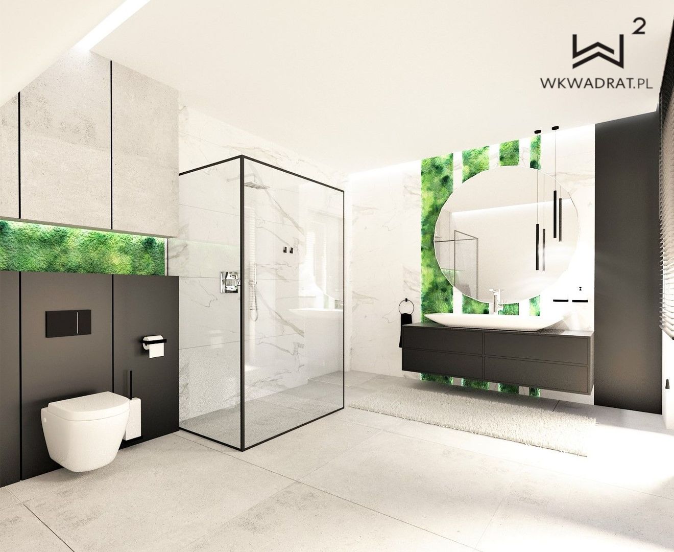 Łazienka na poddaszu , Wkwadrat Architekt Wnętrz Toruń Wkwadrat Architekt Wnętrz Toruń Modern bathroom کنکریٹ