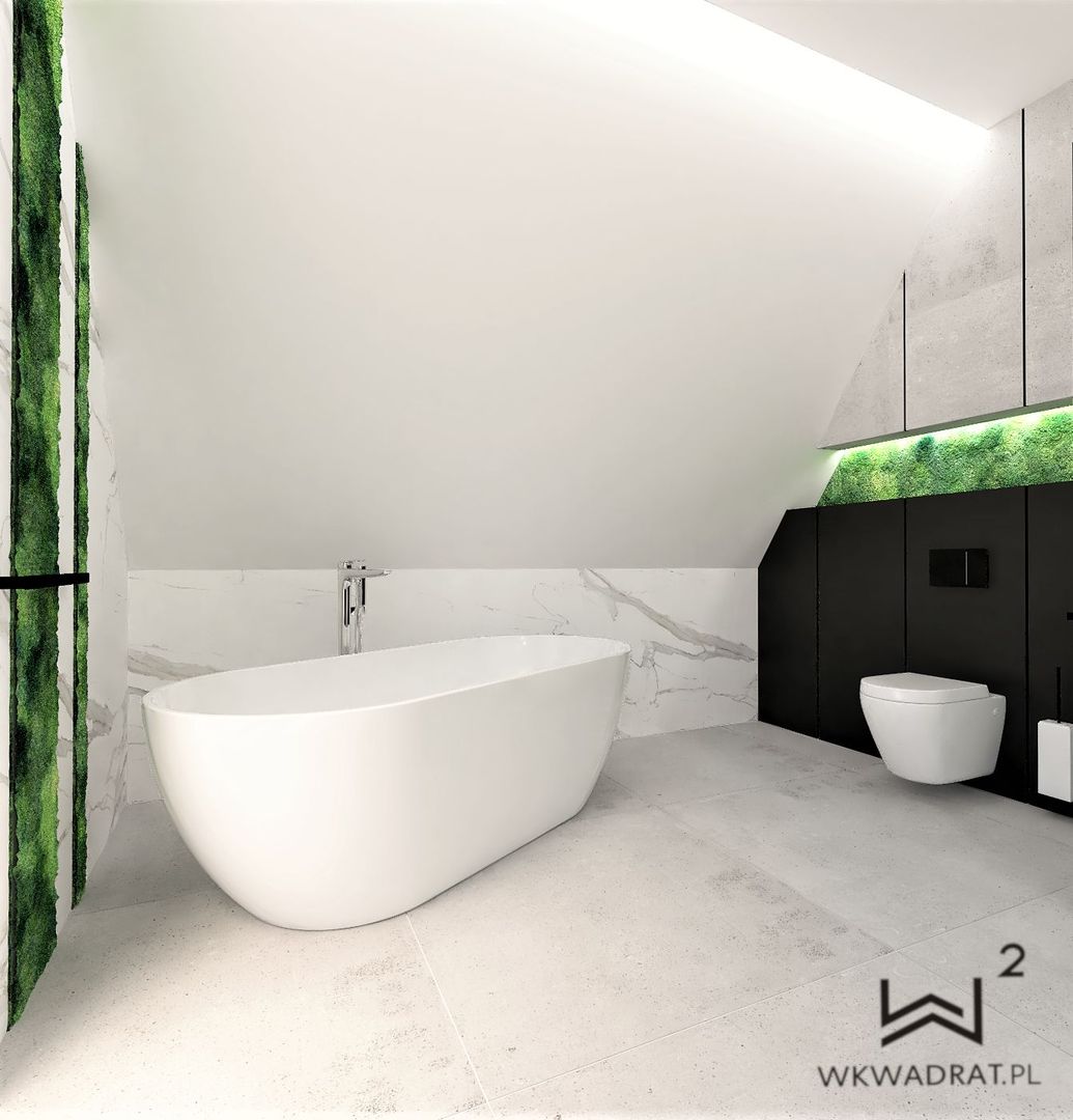 Łazienka na poddaszu , Wkwadrat Architekt Wnętrz Toruń Wkwadrat Architekt Wnętrz Toruń Modern bathroom کنکریٹ