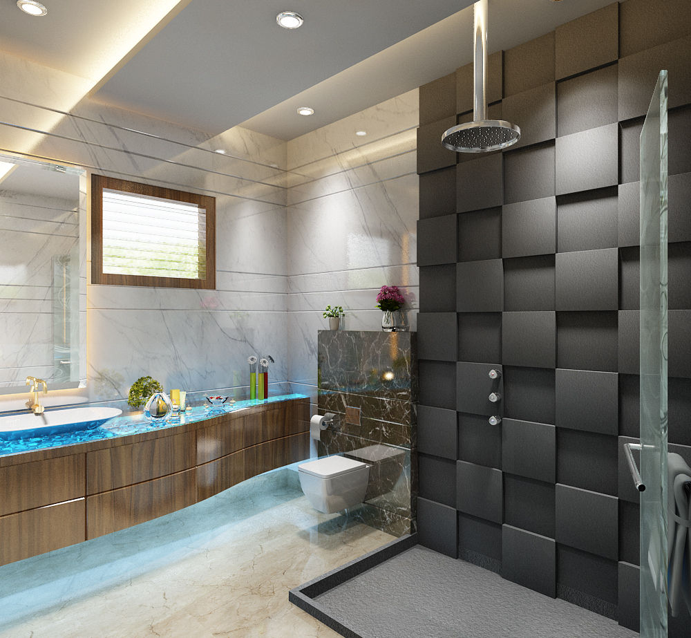 Washroom Square Arc Interior 現代浴室設計點子、靈感&圖片