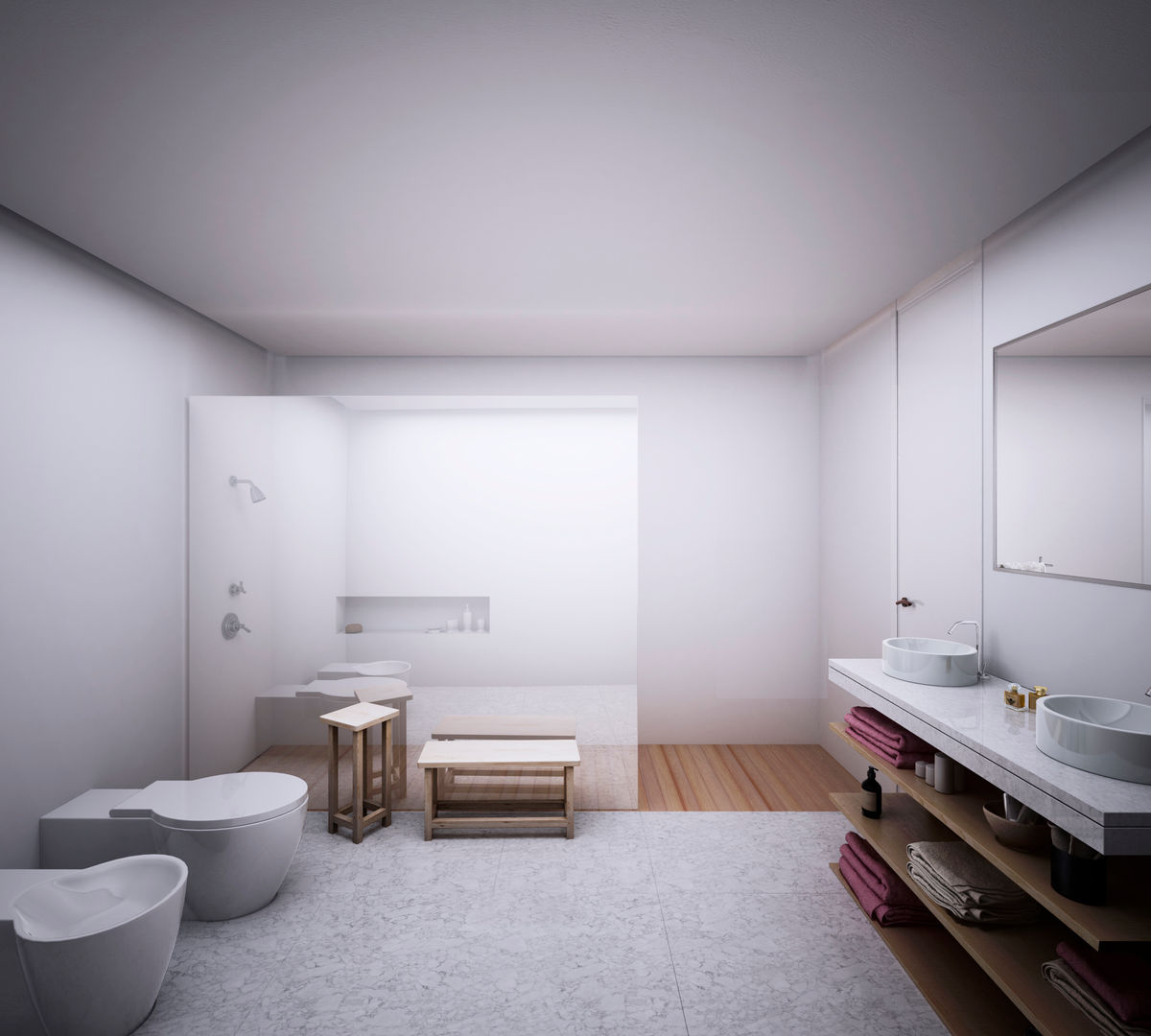 Baño en Suite de la habitación principal S-AART Baños de estilo minimalista baño,suite,dormitorio,minimal,diseño