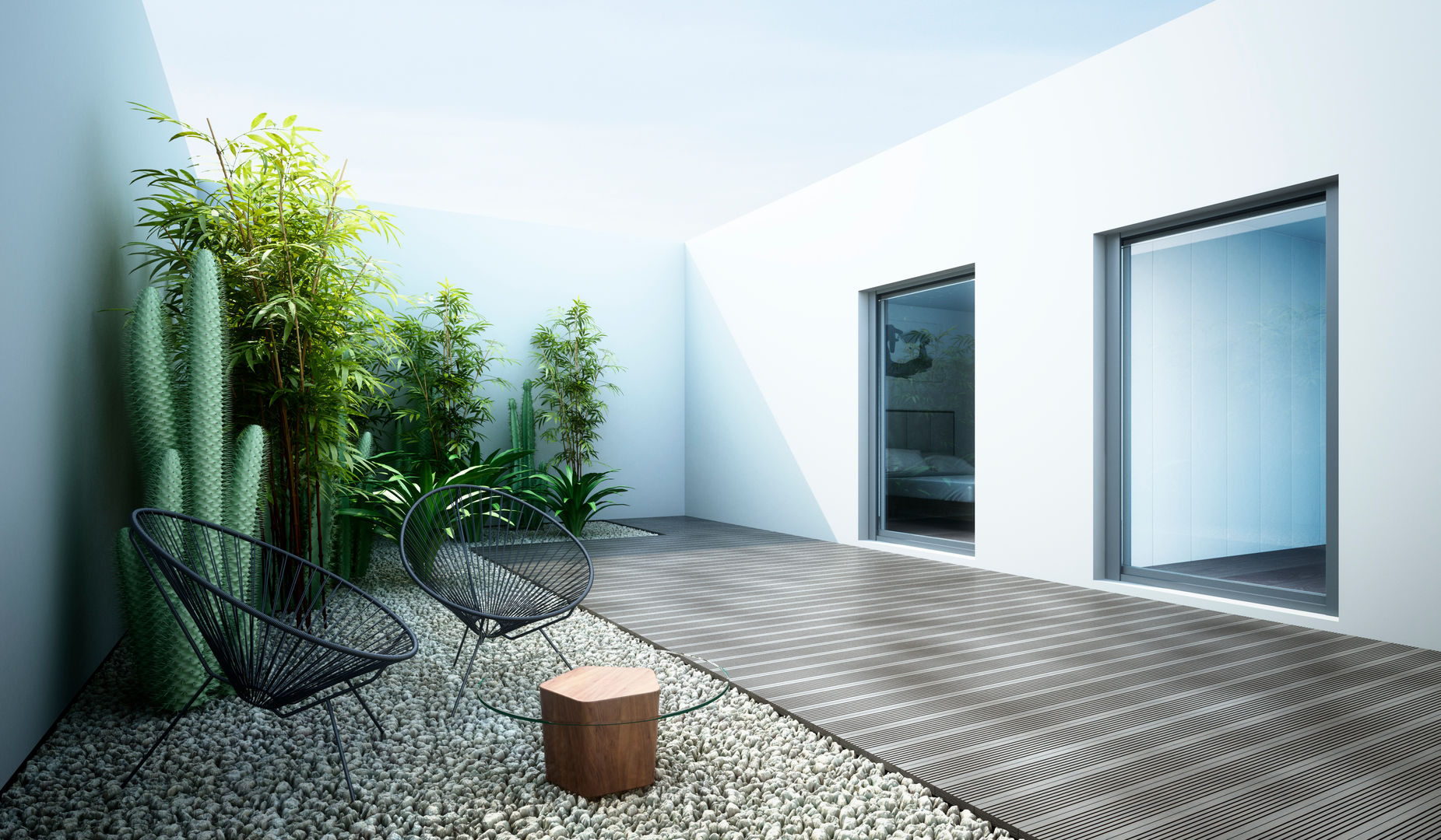 Patio Trasero Zen S-AART Jardines minimalistas