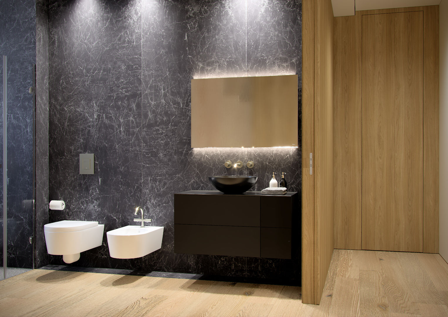 Bagno marmo nero e bianco: idee sul rivestimento