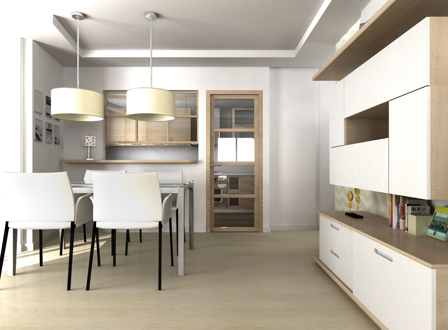 Diseño de salón para nuevas viviendas unifamiliares eCa studio Comedores de estilo minimalista Derivados de madera Transparente