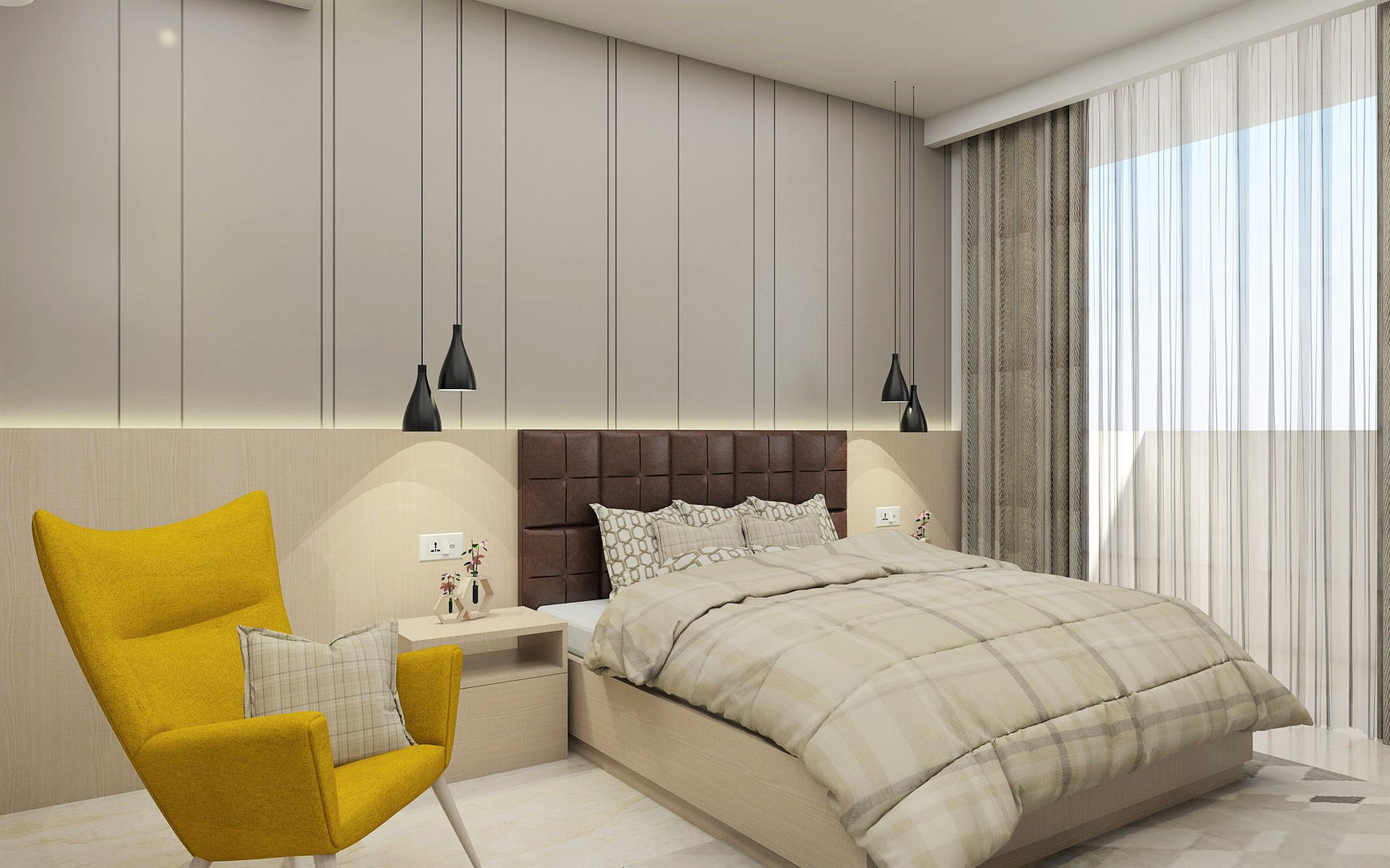 Master Bedroom- Modern Melody Tanish Dzignz Modern style bedroom