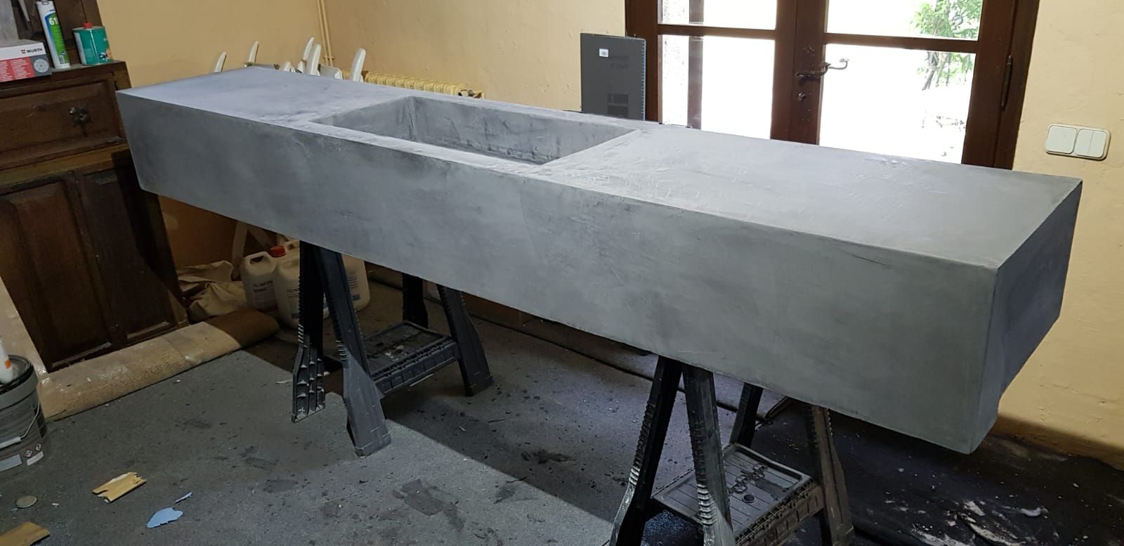 Fabricación de un lavabo con paneles de construcción WEDI revestido en Microcemento, Wedi GmbH Sucursal ESPAÑA Wedi GmbH Sucursal ESPAÑA حمام