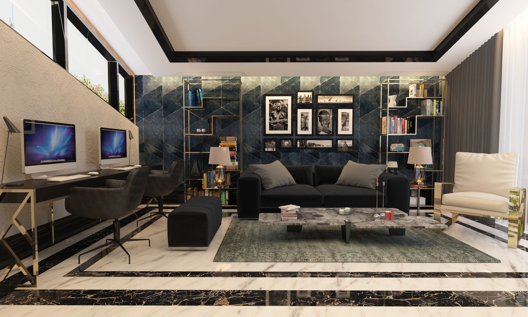 Dubai Villa Project / 3, DESIGNSONO DESIGNSONO Modern living room Ceramic