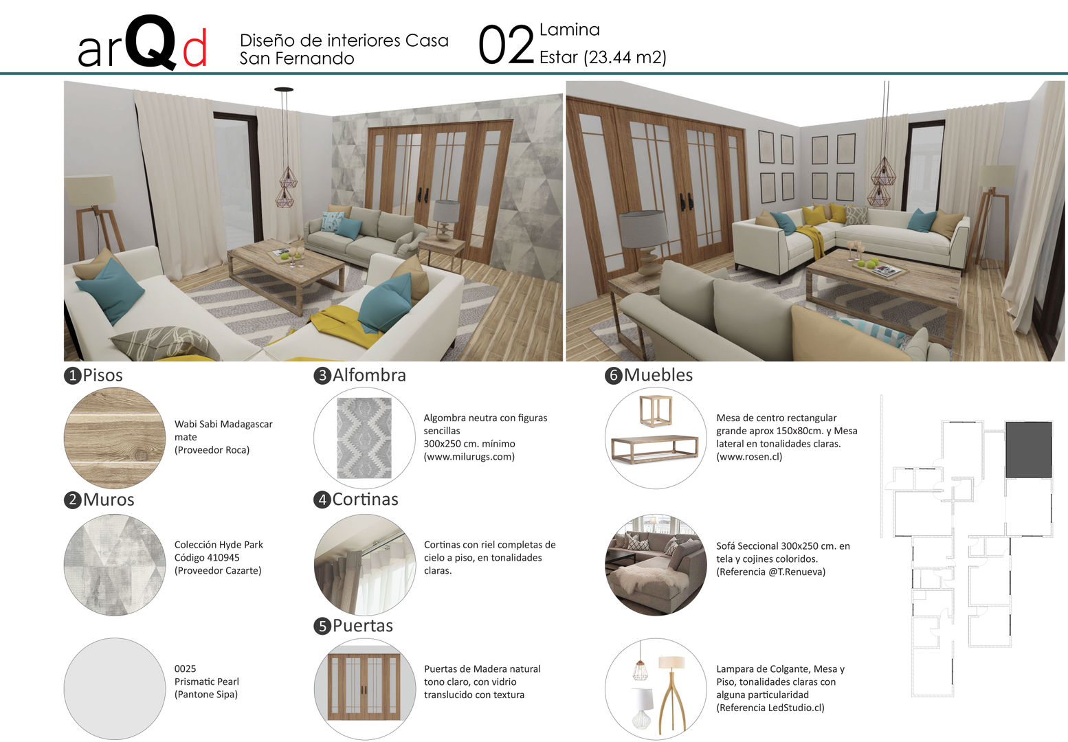 Diseño Interior Casa, ARQD spa ARQD spa غرفة المعيشة