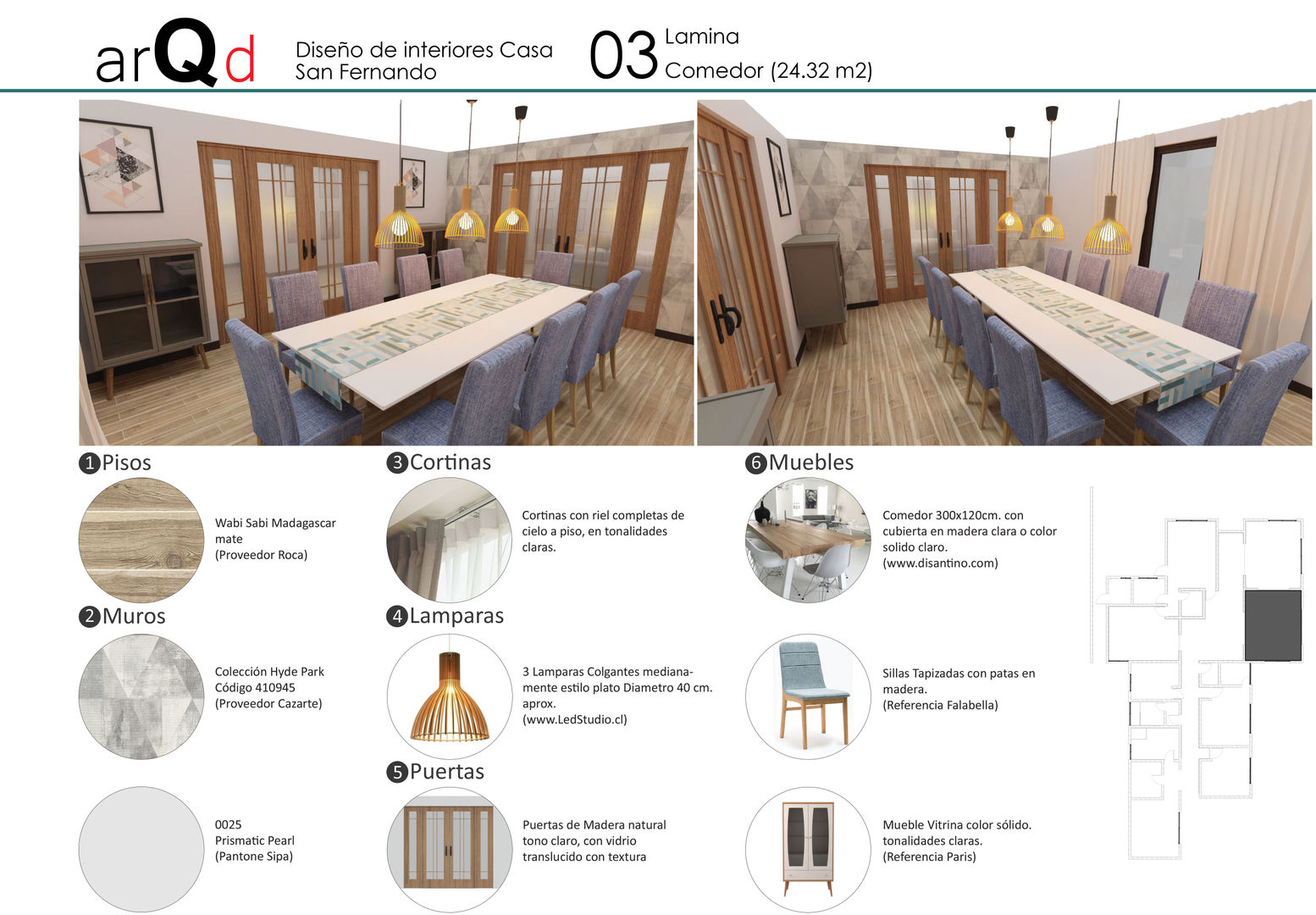 Diseño Interior Casa, ARQD spa ARQD spa Scandinavian style dining room