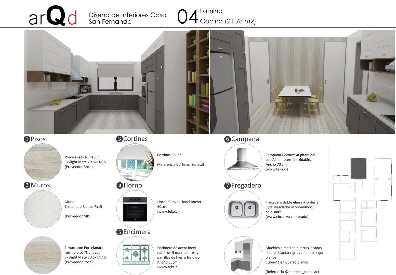 Diseño Interior Casa, ARQD spa ARQD spa Kitchen units