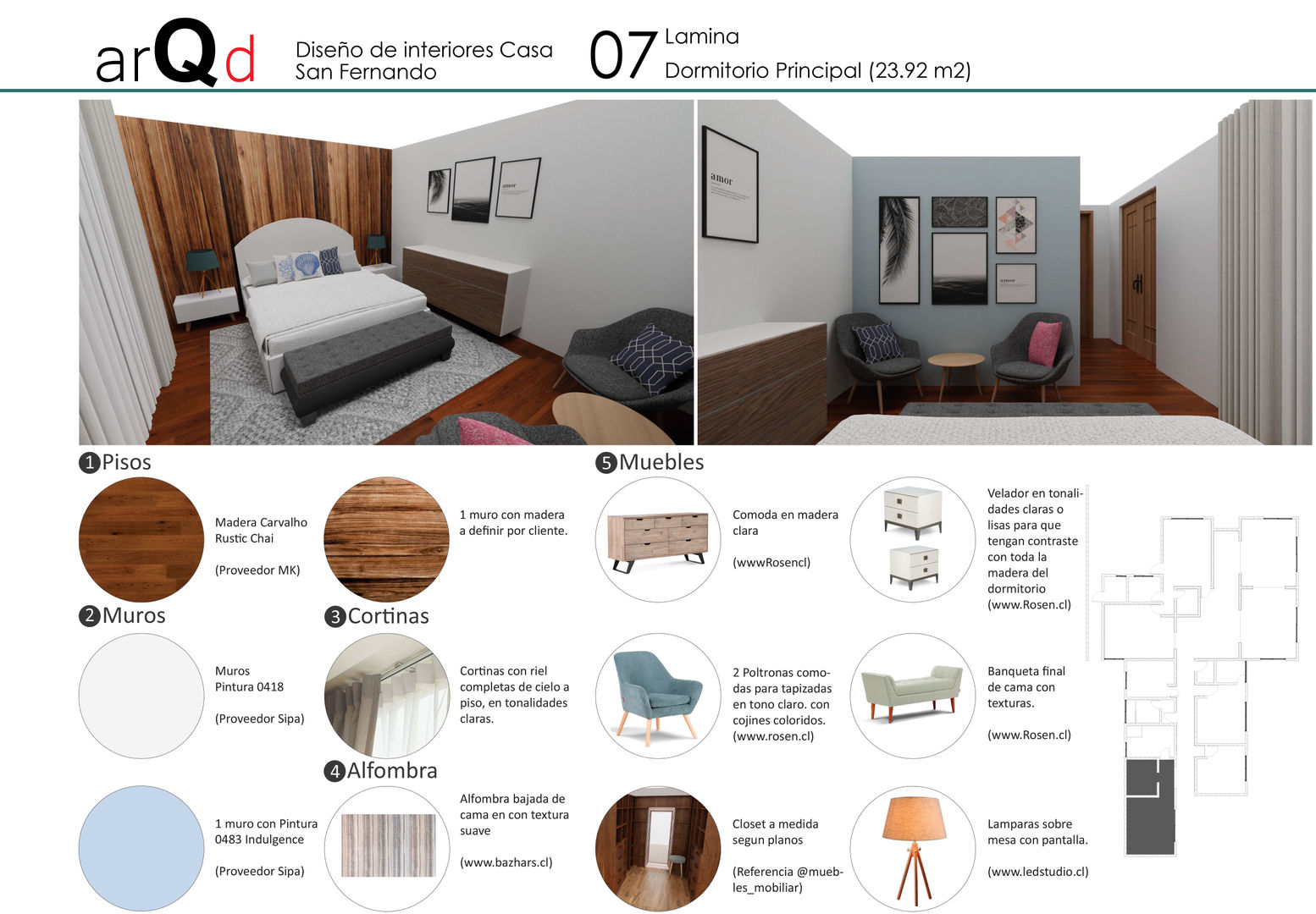 Dormitorio principal ARQD spa Dormitorios de estilo escandinavo Dormitorio,madera,diseño interior,color,texturas