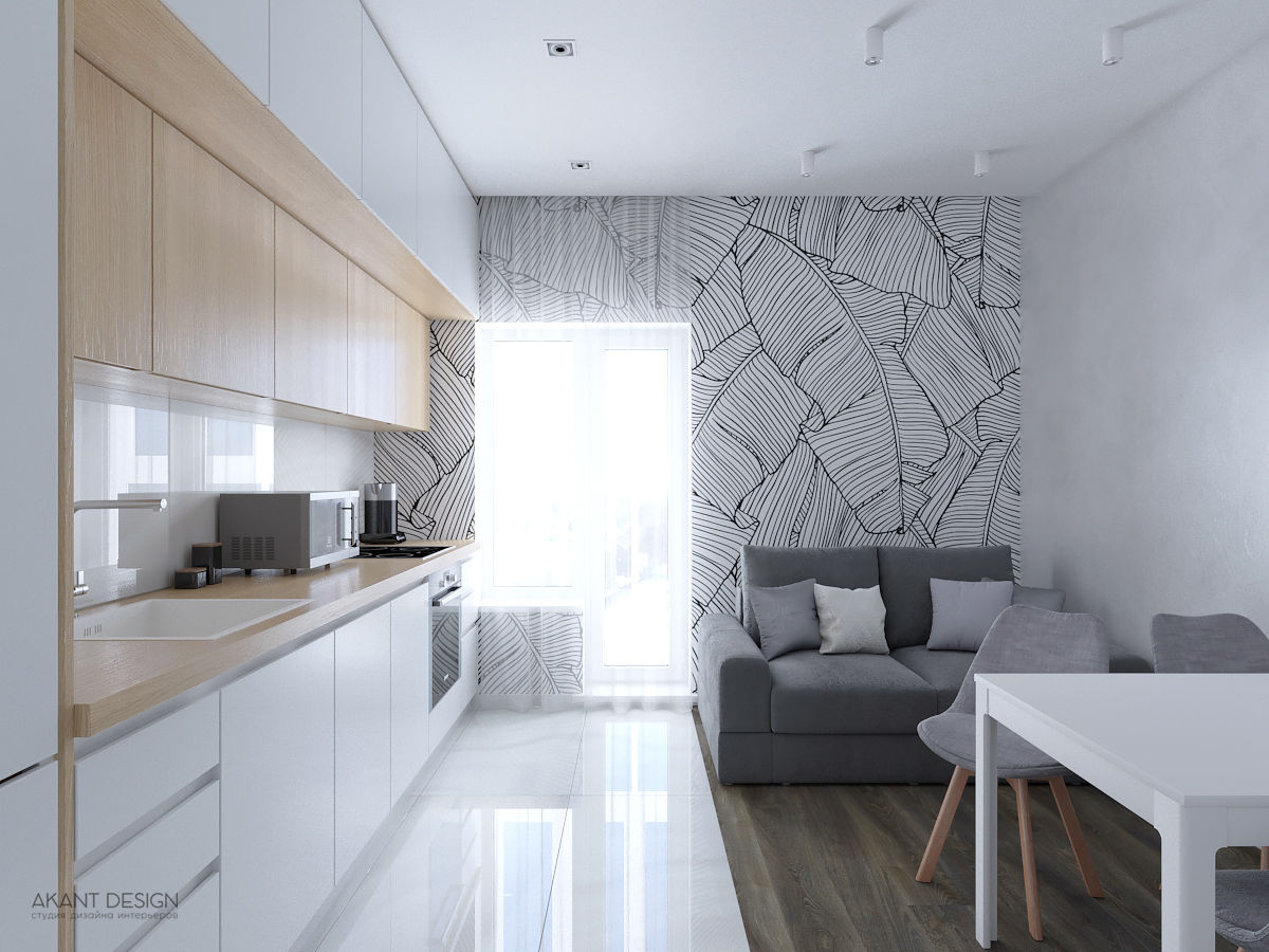 Квартира в ЖК «Кларус Парк», AKANT Design AKANT Design 置入式廚房 木頭 Wood effect