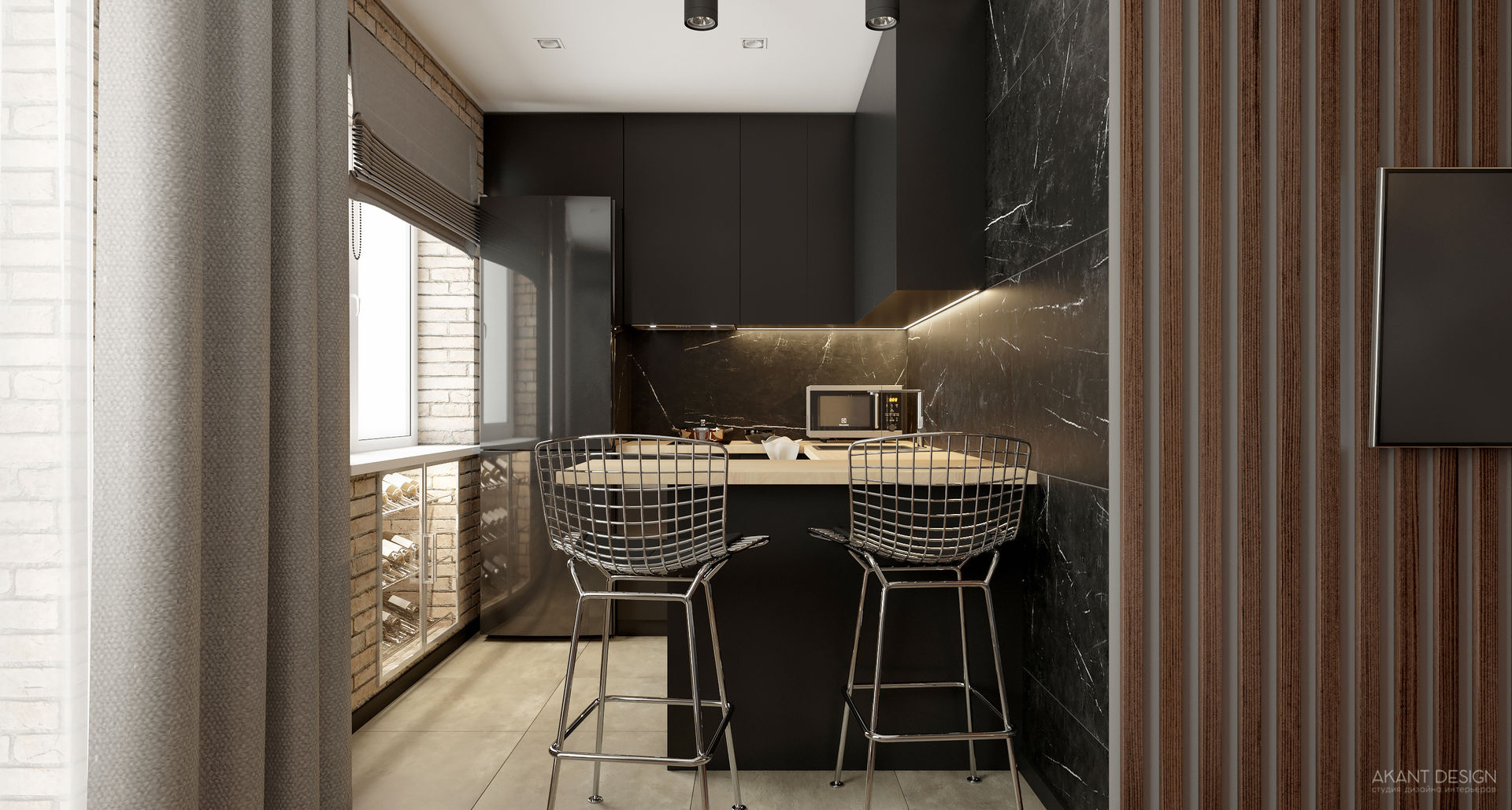 Квартира на улице Романова, AKANT Design AKANT Design Built-in kitchens سنگ مرمر