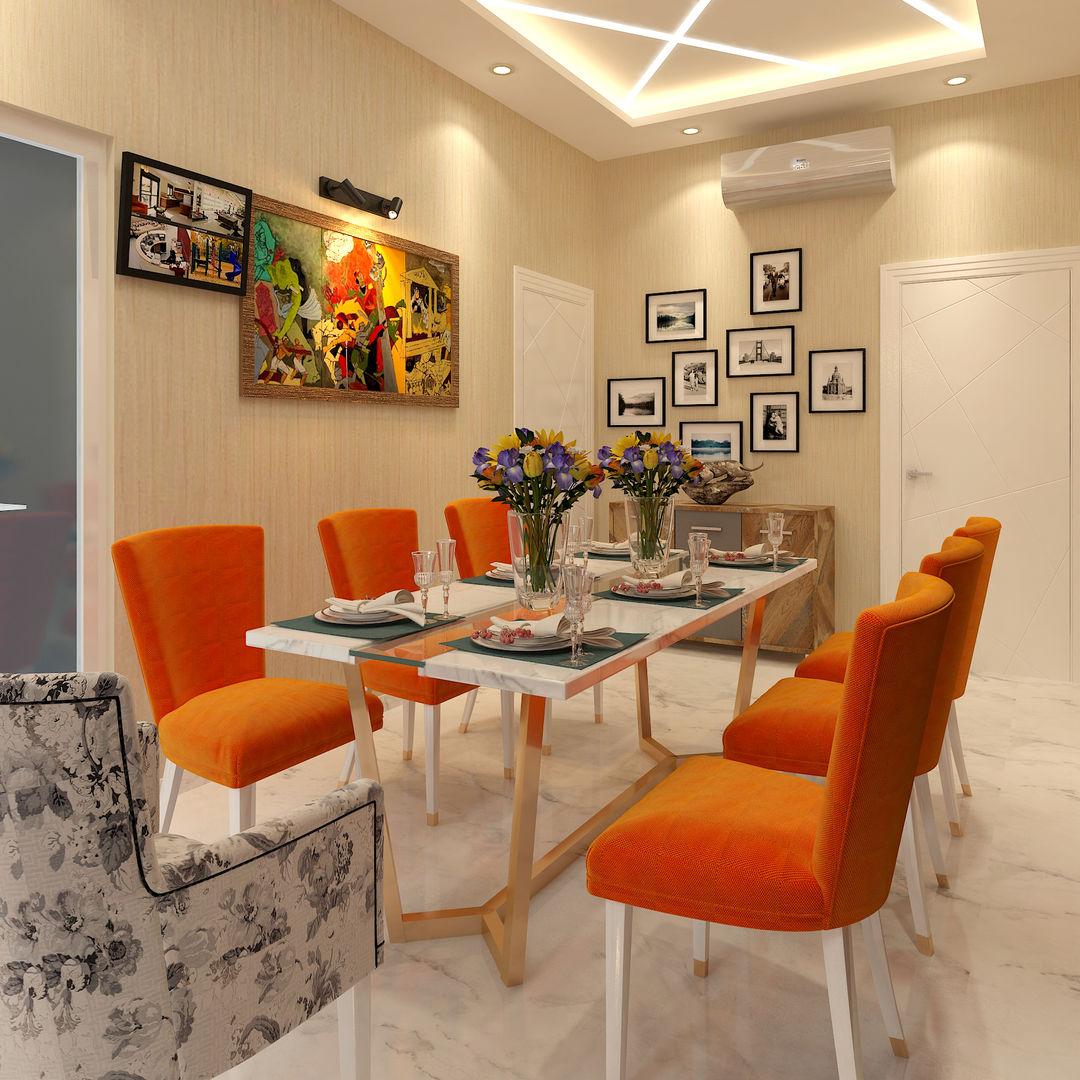 EAST OF KAILASH,NEW DELHI (RESIDENTIAL INTERIORS), SDINCO SDINCO Ruang Makan Modern Chairs & benches