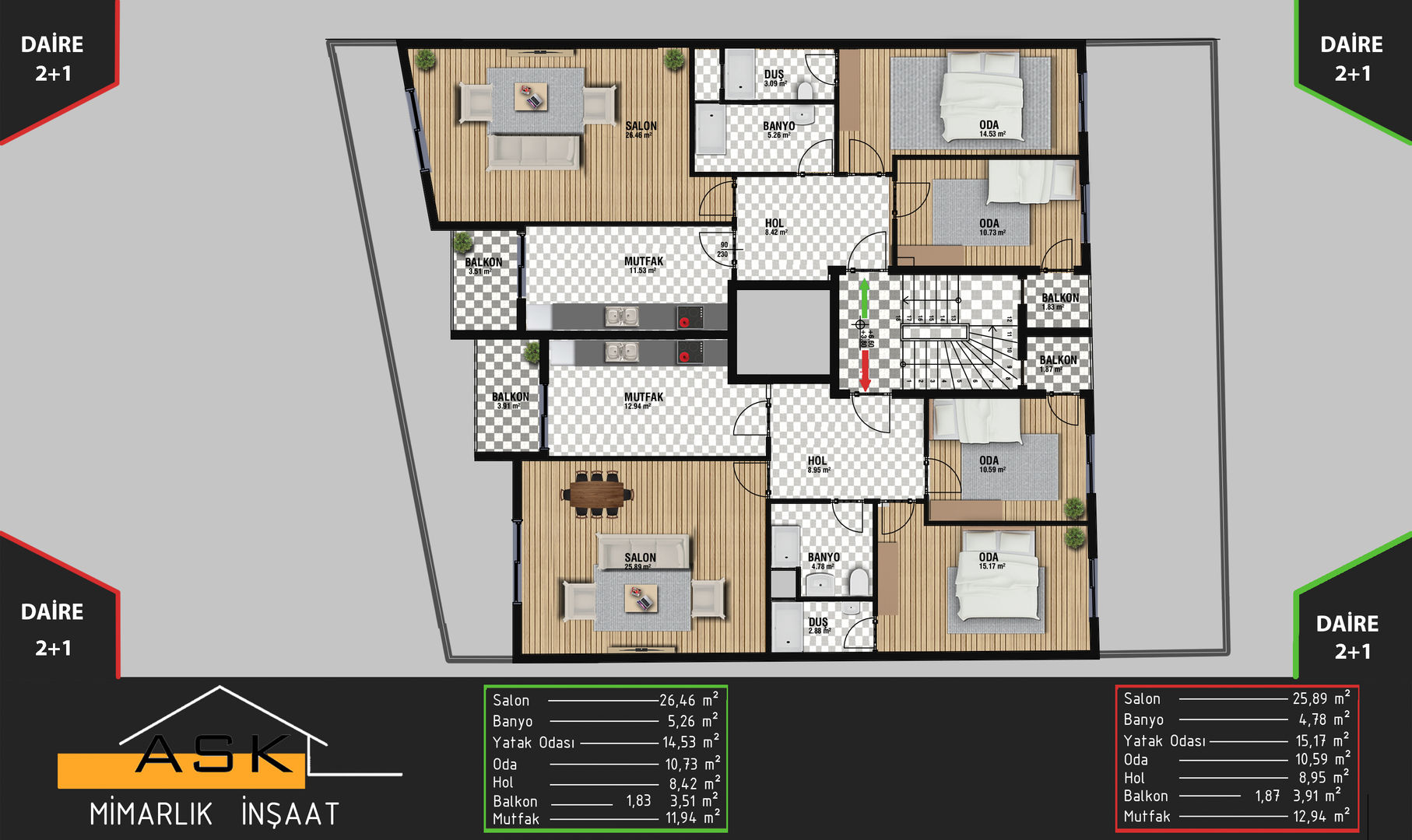 Bina kat planı ASK MİMARLIK İNŞAAT Zeminler