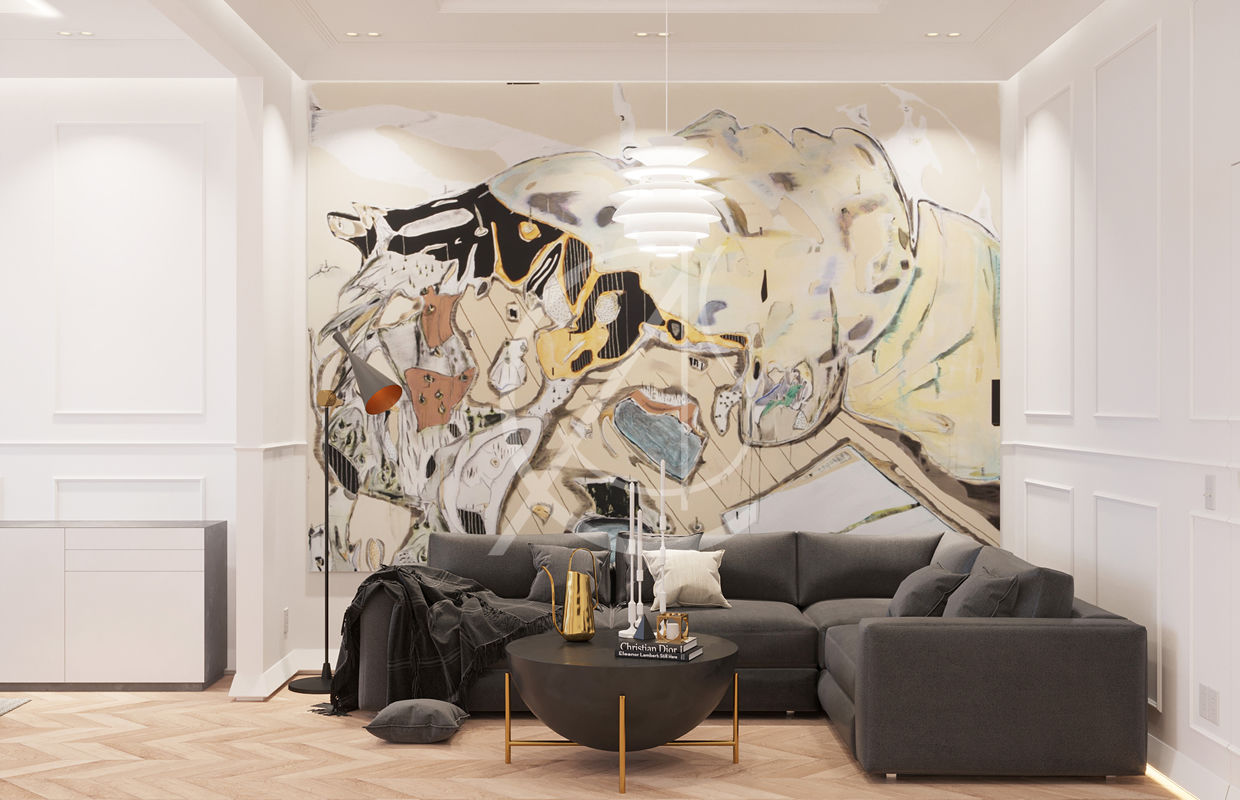 Photos, homify homify Modern Living Room small apartment,apartment design,modern apartment,modern interior,modern living area,mural,renovation