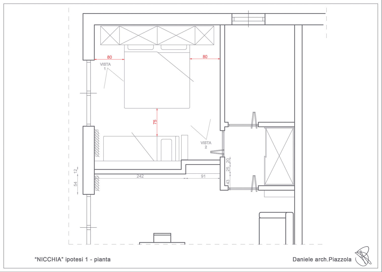 Ipotesi distributive appartamento, Daniele Piazzola architetto e designer a Como Daniele Piazzola architetto e designer a Como Soggiorno moderno