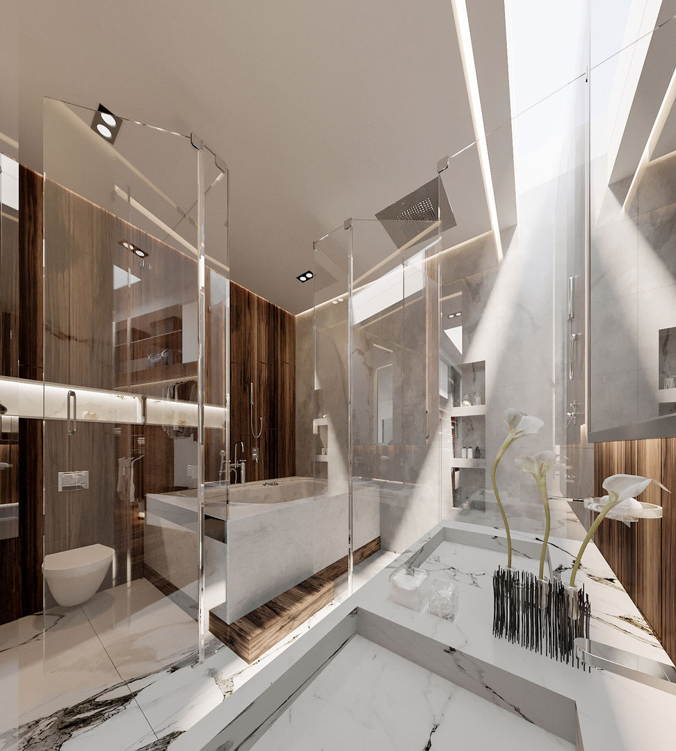 Impactante diseño de residencia moderna, Rebora Arquitectos Rebora Arquitectos Modern Bathroom Marble