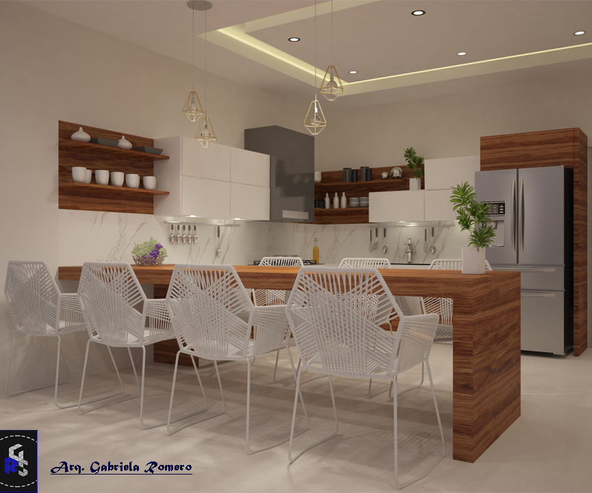 cocina, arq.Gabriela R/ Construyendo Espacios arq.Gabriela R/ Construyendo Espacios Nhà bếp phong cách Địa Trung Hải